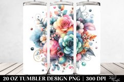 20 Oz Tumbler Sublimation | Colorful Magenta Watercolor Product Image 2