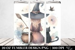 Washed Watercolor Whimsical Witch | 20 oz Tumbler Product Image 2
