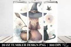 Washed Watercolor Whimsical Witch | 20 oz Tumbler Product Image 2