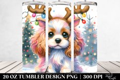 Cocker Spaniel with Reindeer Horns, PNG Product Image 2