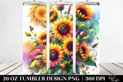 Vibrant Sunflower Drawing | 20 oz Tumbler Product Image 2