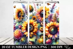 Vibrant Sunflower Drawing | 20 oz Tumbler Product Image 2