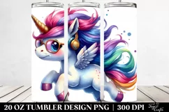 Jumping Cute Unicorn 20 Oz Tumbler Product Image 2
