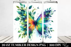 Vibrant Watercolor Butterfly Splashes. 20 Oz Tumbler Design Product Image 2