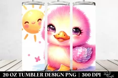 Smiling Baby Duck with Sun | 20 Oz Tumbler. Product Image 2