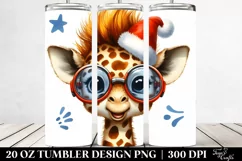 Expressive Baby Giraffe with Crazy Haircut Sublimation PNG Product Image 2