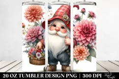 Watercolor Gnome with Flowers PNG Product Image 2