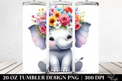 Vibrant Flower Crown,Colorful Elephant | 20 oz Tumbler Product Image 2