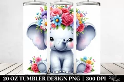 Vibrant Flower Crown,Colorful Elephant | 20 oz Tumbler Product Image 2