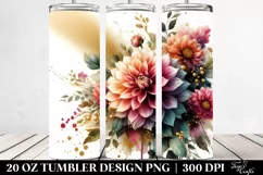 Vibrant Dahlia Bouquet Gold Foil Frame | 20 Oz Tumbler Product Image 2