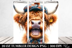 Watercolor Highland Cow Portrait | 20 Oz Tumbler Product Image 2