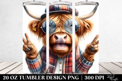Watercolor Highland Cow Portrait | 20 Oz Tumbler Product Image 2