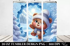Cute Baby Bear Exiting Ice, Clipart 20 Oz Tumbler Product Image 2