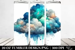 Colorful Cyan Watercolor Cloud Tumbler Product Image 2