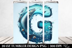 Shiny Tumbler With Sea Bass and Monogram | 20 Oz Tumbler Product Image 2