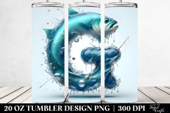 Shiny Tumbler With Sea Bass and Monogram | 20 Oz Tumbler Product Image 2