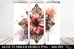 20 Oz Tumbler Sublimation | Wooden Stained Hibiscus with Product Image 2