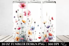 Centered Watercolor Wild Flowers with Surrounding Space | 20 Product Image 2