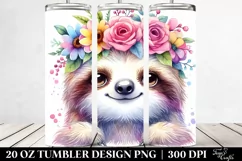 Vibrant Flower Crown,Colorful Sloth | 20 oz Tumbler Product Image 2