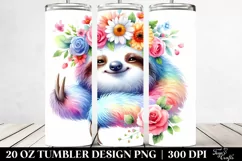 Vibrant Flower Crown,Colorful Sloth | 20 oz Tumbler Product Image 2