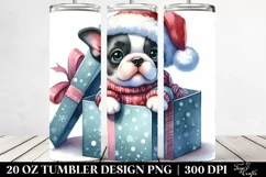 Expressive Winter Boston Terrier Watercolor PNG Product Image 2