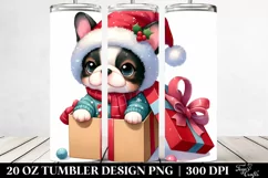 Expressive Winter Boston Terrier Watercolor PNG Product Image 2