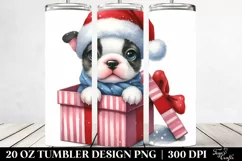 Expressive Winter Boston Terrier Watercolor PNG Product Image 2