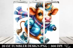 Excited Baby Cow Winter Drawing | 20 oz Tumbler Product Image 2