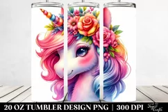 Expressive Floral Unicorn | 20 oz Tumbler Product Image 2