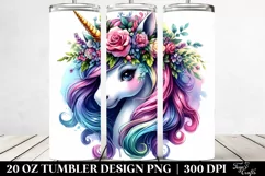Expressive Floral Unicorn | 20 oz Tumbler Product Image 2