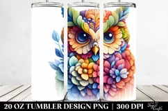 Abstract Vibrant Wood Owl. 20 Oz Tumbler Design Product Image 2