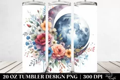 Vibrant Half Moon with Flowers 20 Oz Tumbler Product Image 2