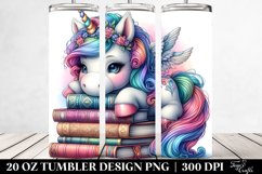 Colorful Baby Unicorn Books. 20 Oz Tumbler Design Product Image 2