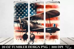 Watercolor Vintage Dirty Biplane with Stars | 20 oz Tumbler Product Image 2