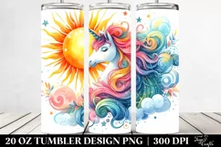 Colorful Unicorn Whimsical Watercolor | 20 Oz Tumbler Product Image 2