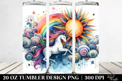 Colorful Unicorn Whimsical Watercolor | 20 Oz Tumbler Product Image 2
