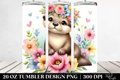 Vibrant Otter with Flower Crown, 20 Oz Tumbler Product Image 2