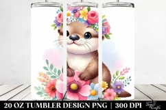 Vibrant Otter with Flower Crown, 20 Oz Tumbler Product Image 2