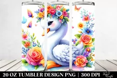 Vibrant Swan with Flower Crown, 20 Oz Tumbler Product Image 2