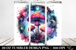 Vibrant Magical Mushroom Clipart, Transparent 20 Oz Tumbler Product Image 2