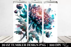 20 Oz Tumbler Sublimation | Shiny Chrysanthemum with Product Image 2