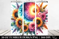 Colorful Half Moon with Sunflowers 20 Oz Tumbler Product Image 2