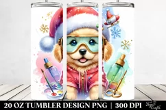 Expressive Winter Golden Retriever Watercolor PNG Product Image 2