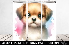 Watercolor Cute Baby Dog Tumbler Design | 20 oz Tumbler Product Image 2
