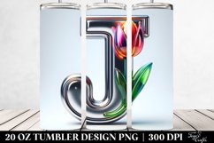 Shiny Letter J with Tulip Monogram on 20 oz Tumbler Product Image 2