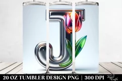 Shiny Letter J with Tulip Monogram on 20 oz Tumbler Product Image 2