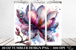 20 Oz Tumbler Sublimation | magnolia Watercolor Splash Product Image 2