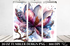 20 Oz Tumbler Sublimation | magnolia Watercolor Splash Product Image 2
