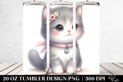Cute Watercolor Cat Design, Clipart 20 Oz Tumbler Product Image 2