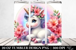 Watercolor Pastel Cute Baby Unicorn Azalea | 20 oz Tumbler Product Image 2